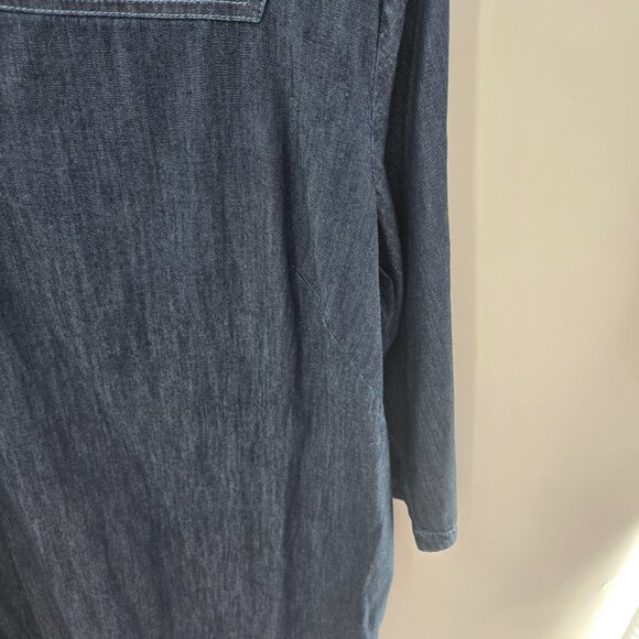 Talbots Denim Chambray Cotton Square Neck 3/4 Sleeved Midi Shift Dress 16P - Picture 6 of 15